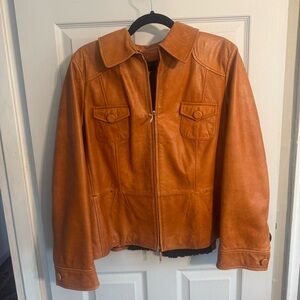 Luisa Spagnoli Tan Leather Jacket
